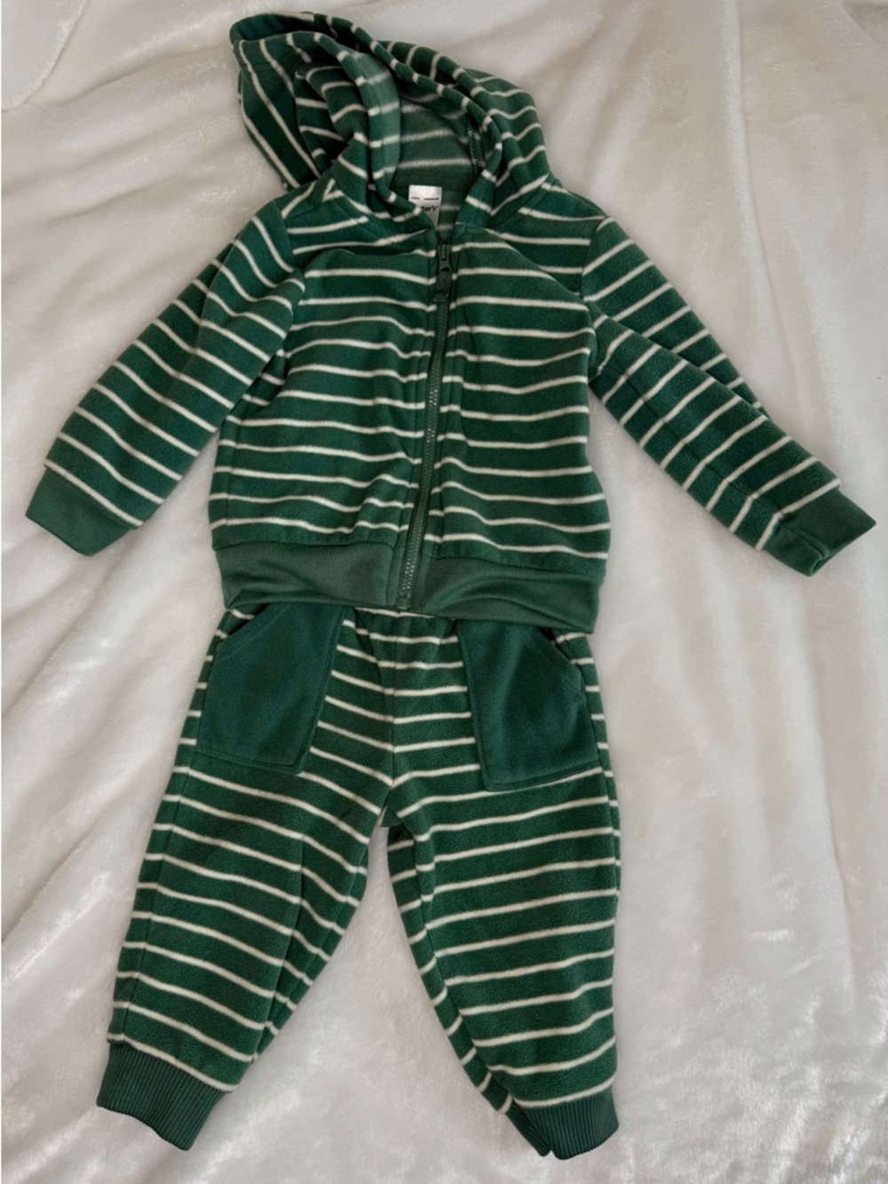 Baby Green Stripe Hoodie & Jogger Set